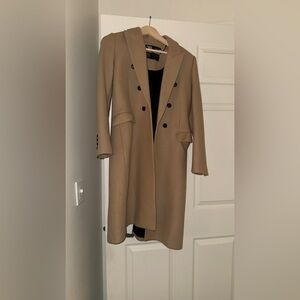 Zara Camel Double-Breasted Trench Coat
